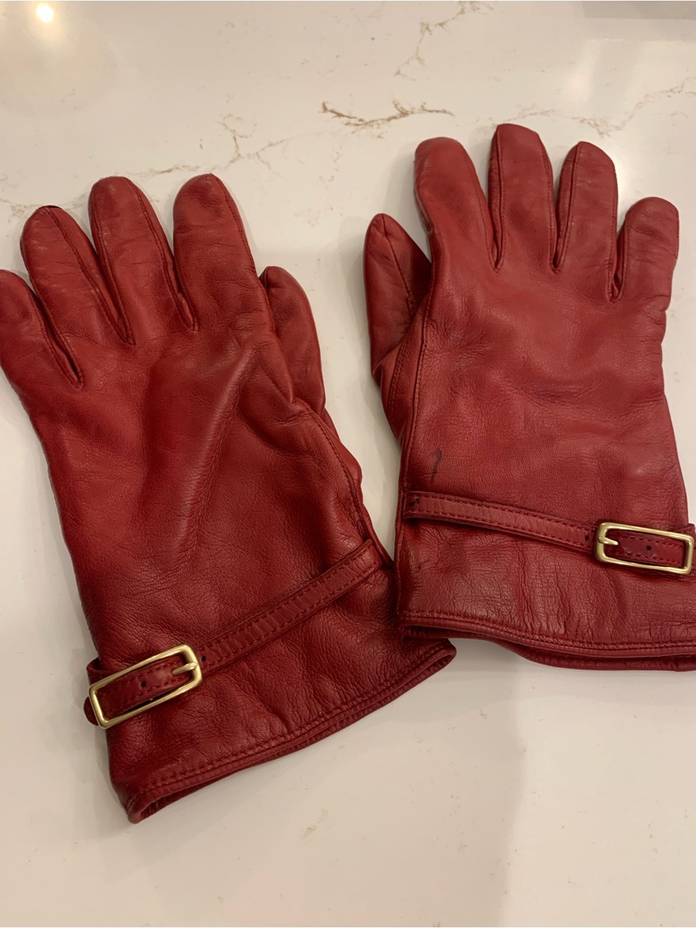 Coach Red Soft Leather Gloves Women's Size 8 Cashmere Lined Red  (read)